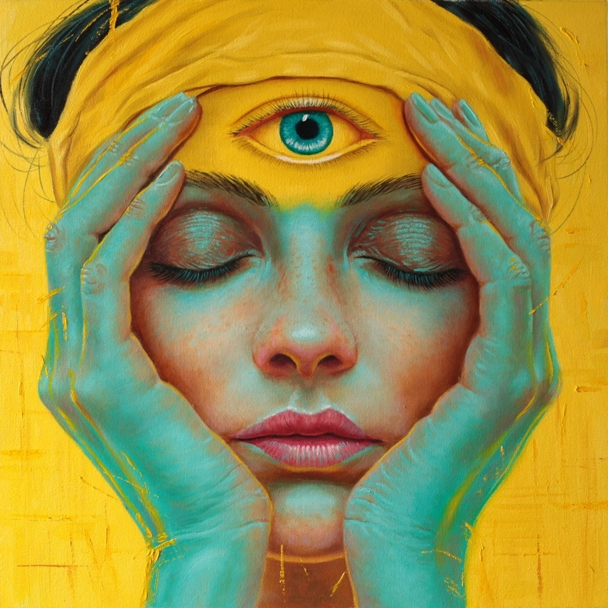 THIRD EYE<br>Oil on canvas<br>15X15 In.