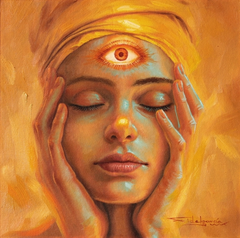 THIR EYE CHAKRA<br>Oil on canvas<br>12X12 In.